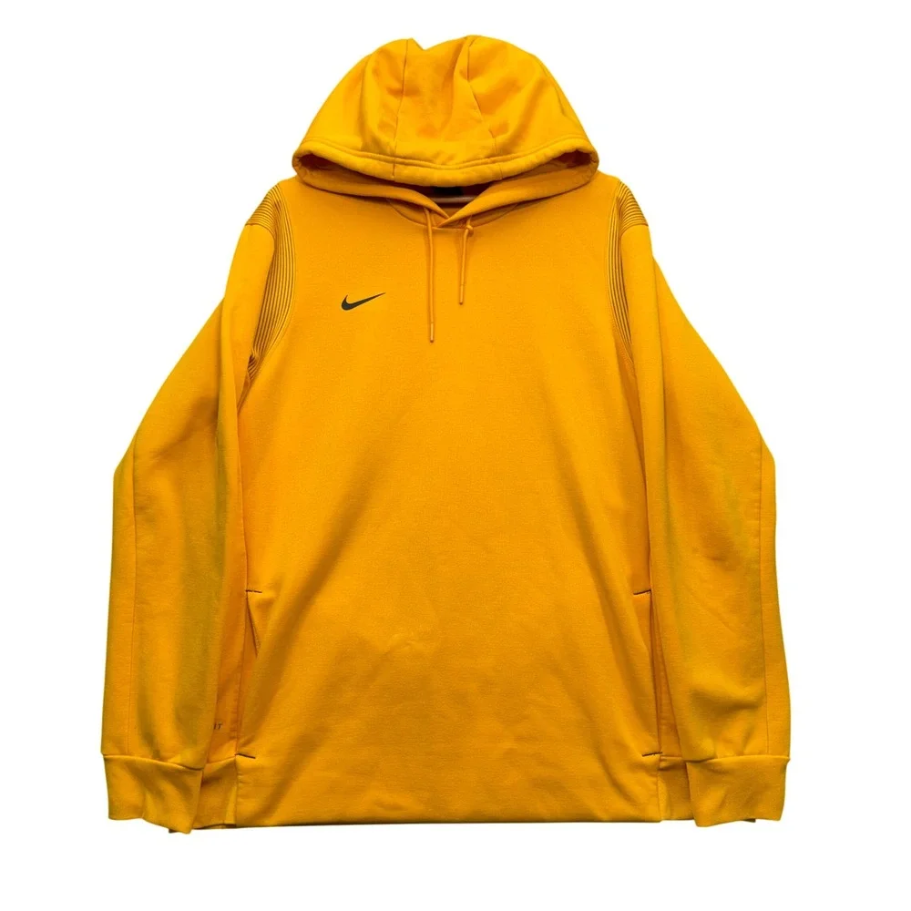 Nike Hoodie Mens XL Yellow Long Sleeve Fleece Pullover Athletic Running